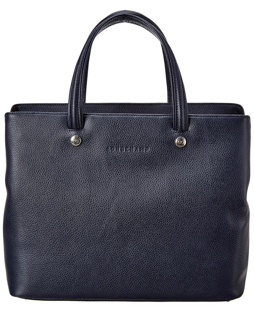Longchamp Le Foulonne Leather Top Handle Tote in Blue | Lyst