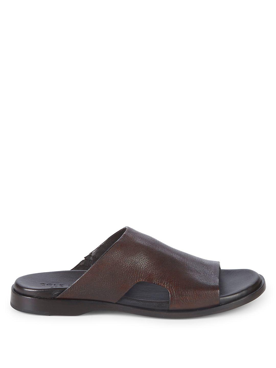 Cole Haan Goldwyn Leather Slides in Brown for Men Lyst