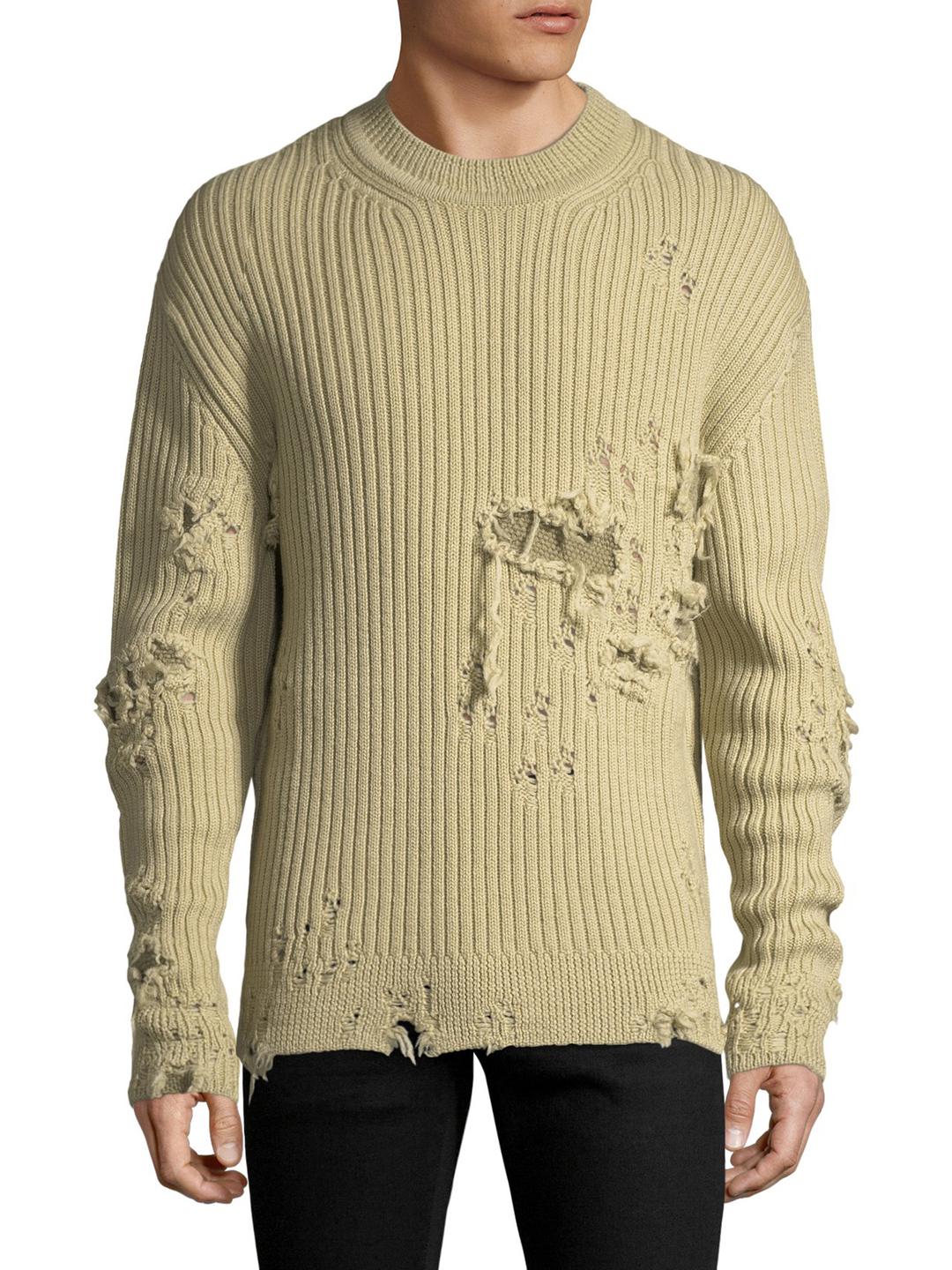 Yeezy Cotton Ribbed Distressed Sweater for Men | Lyst