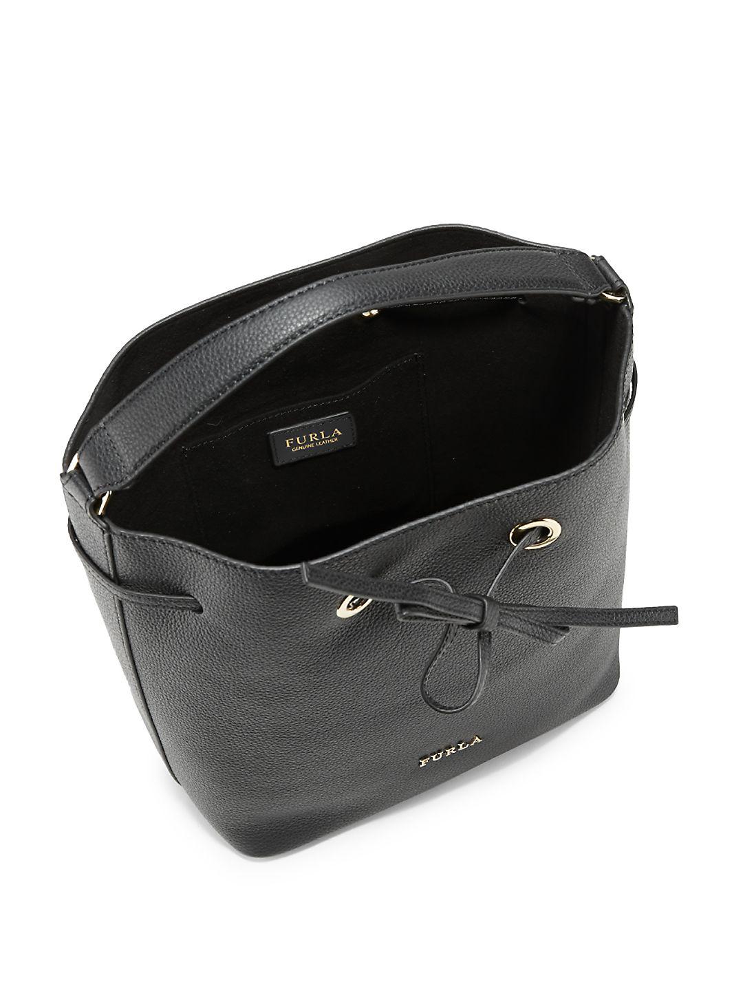 Furla Costanza Leather Bucket Bag in Black - Lyst