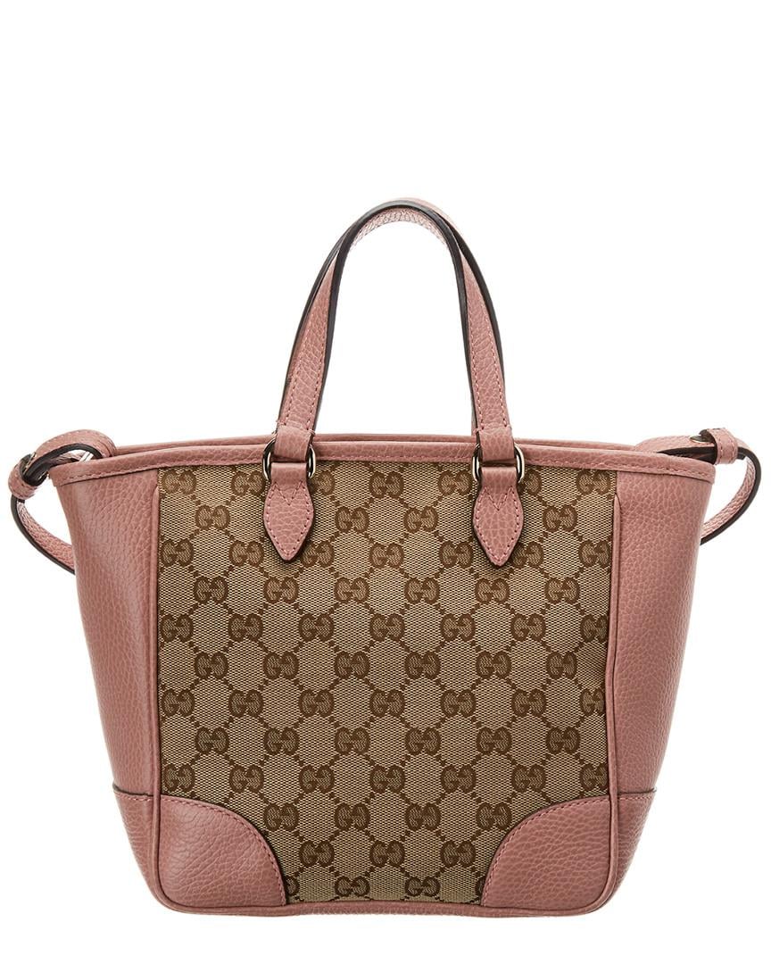 Gucci Brown GG Canvas & Pink Leather Small Bree Tote | Lyst