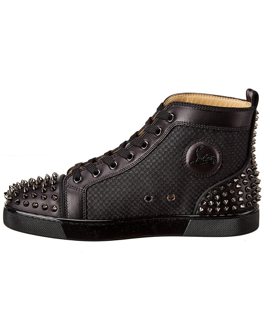 Christian Louboutin Men's Lou Spikes 2 Flat Studded Leather Sneakers