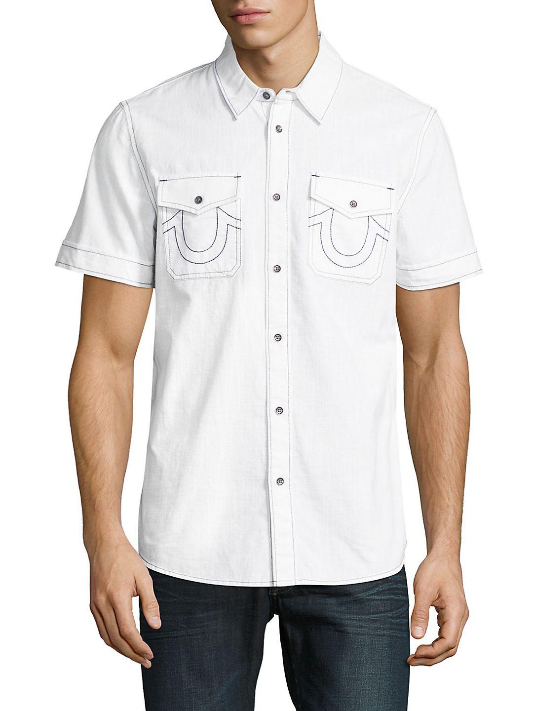 true religion white button up shirt