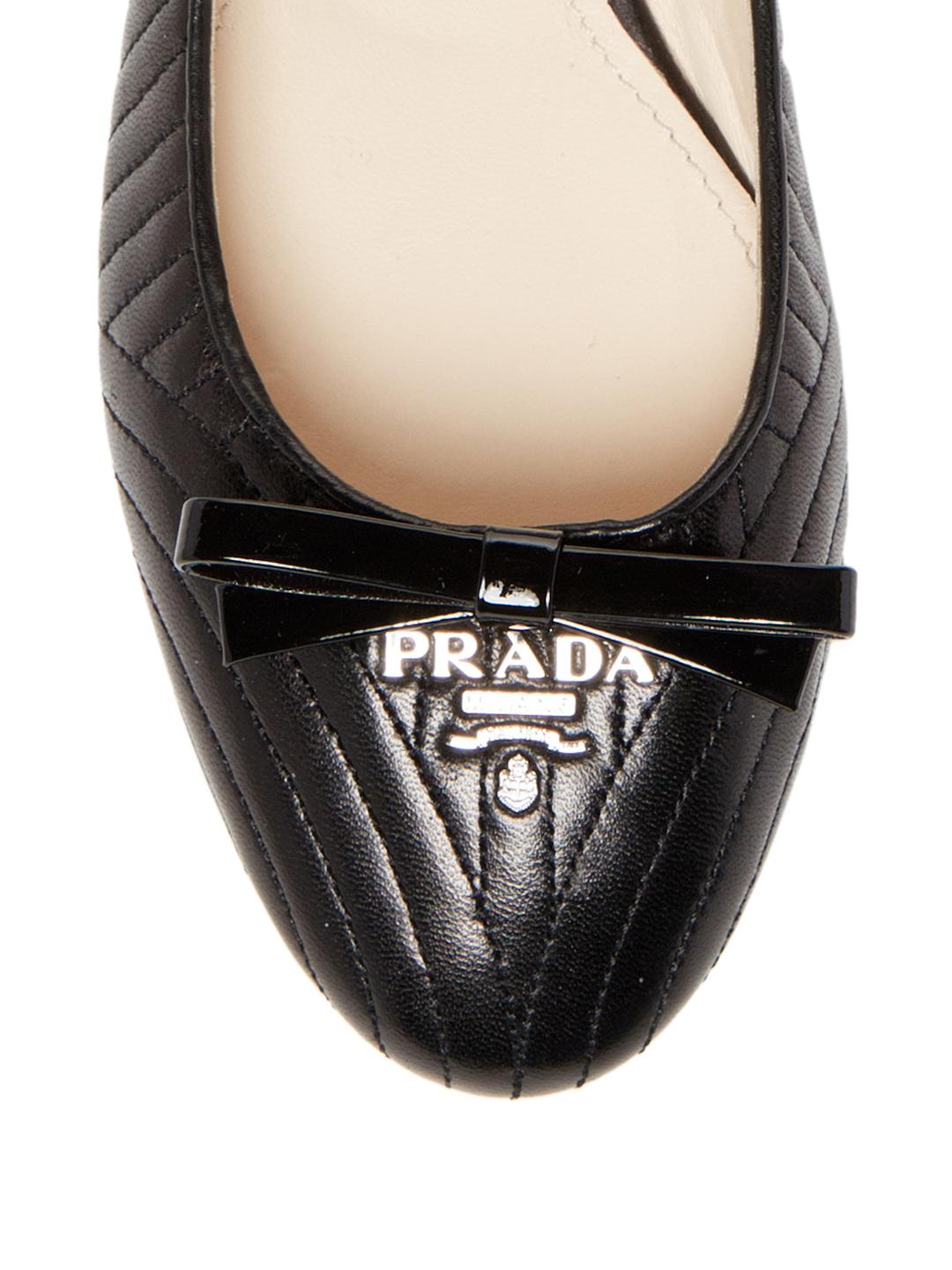 Prada Quilted Leather Ballet Flat in Black | Lyst