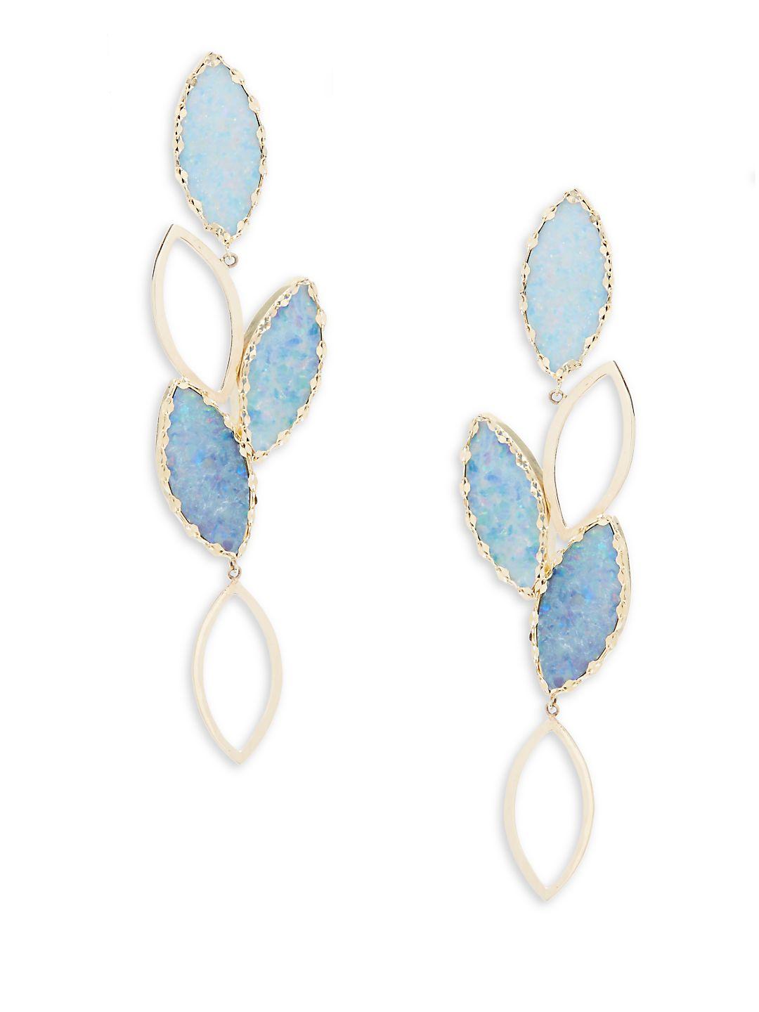 Lana Jewelry 'Riviera Casino' Drop Earrings Australian Opal/ Yellow Gold in Blue Lyst