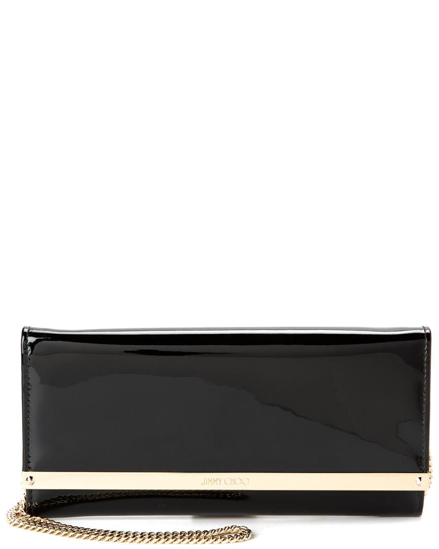 Jimmy Choo Milla Patent Leather & Suede Clutch in Black