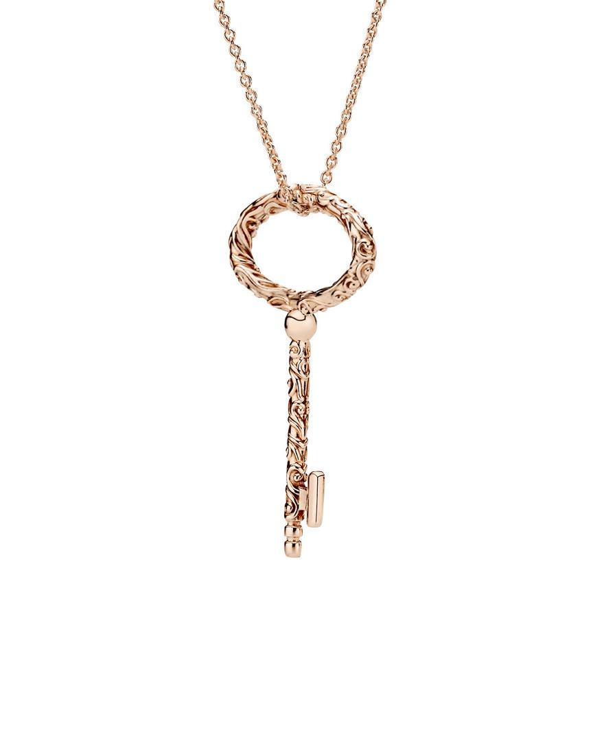 PANDORA Rose Regal Key Necklace in White | Lyst