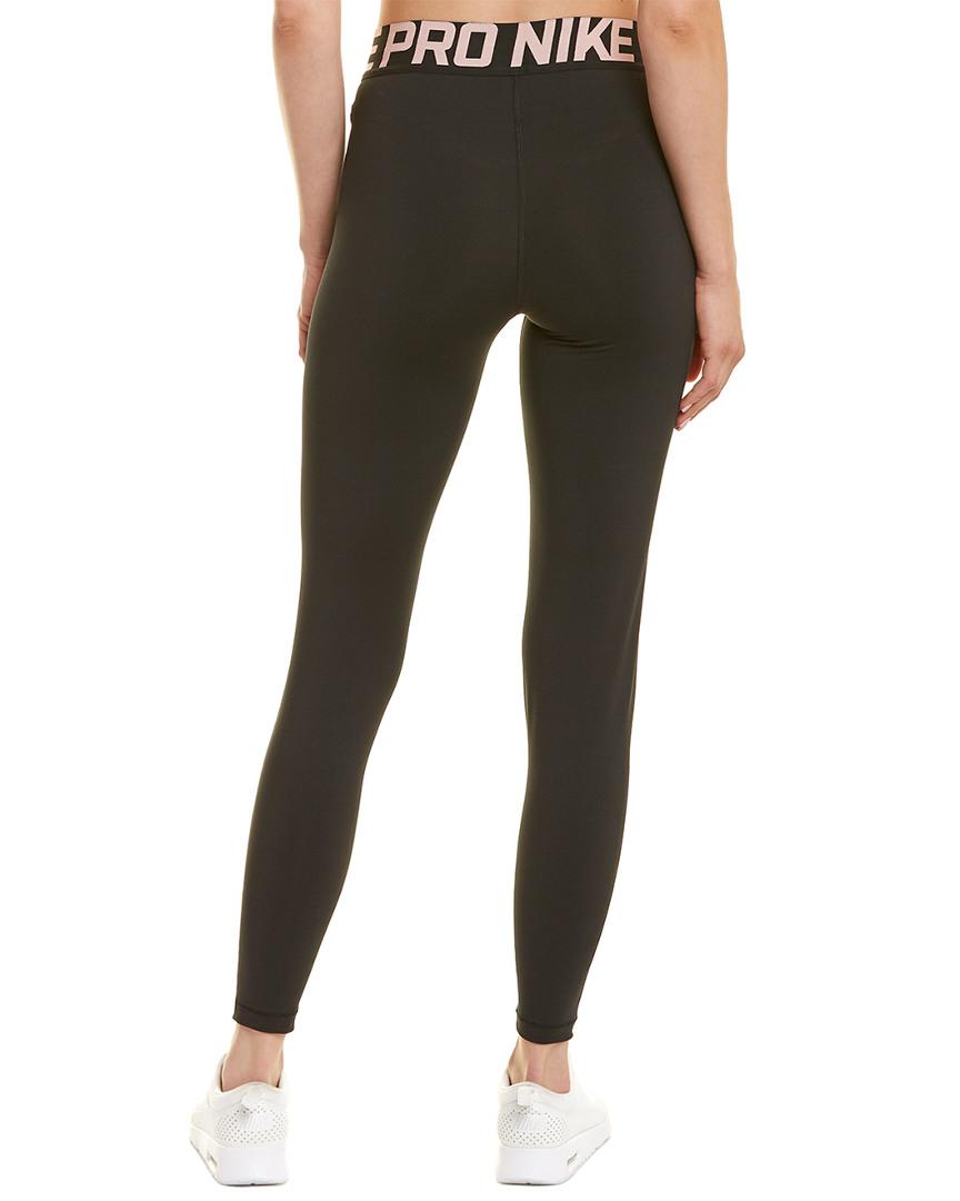 Nike Nike Pro Training Crossover Leggings In Black And Pink - Lyst