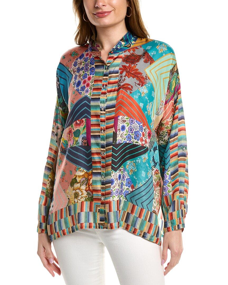 Johnny Was Imagination Kari Button Down Silk Shirt in Blue Lyst