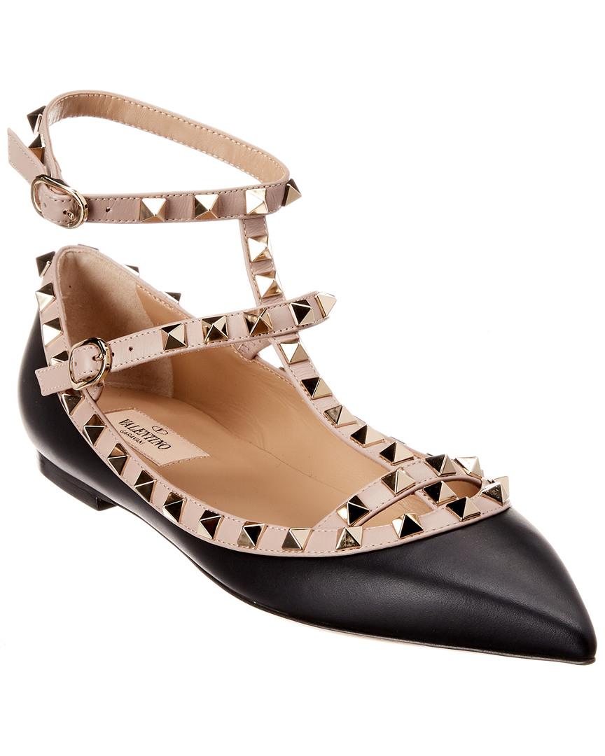 valentino rockstud caged leather ballerina flat