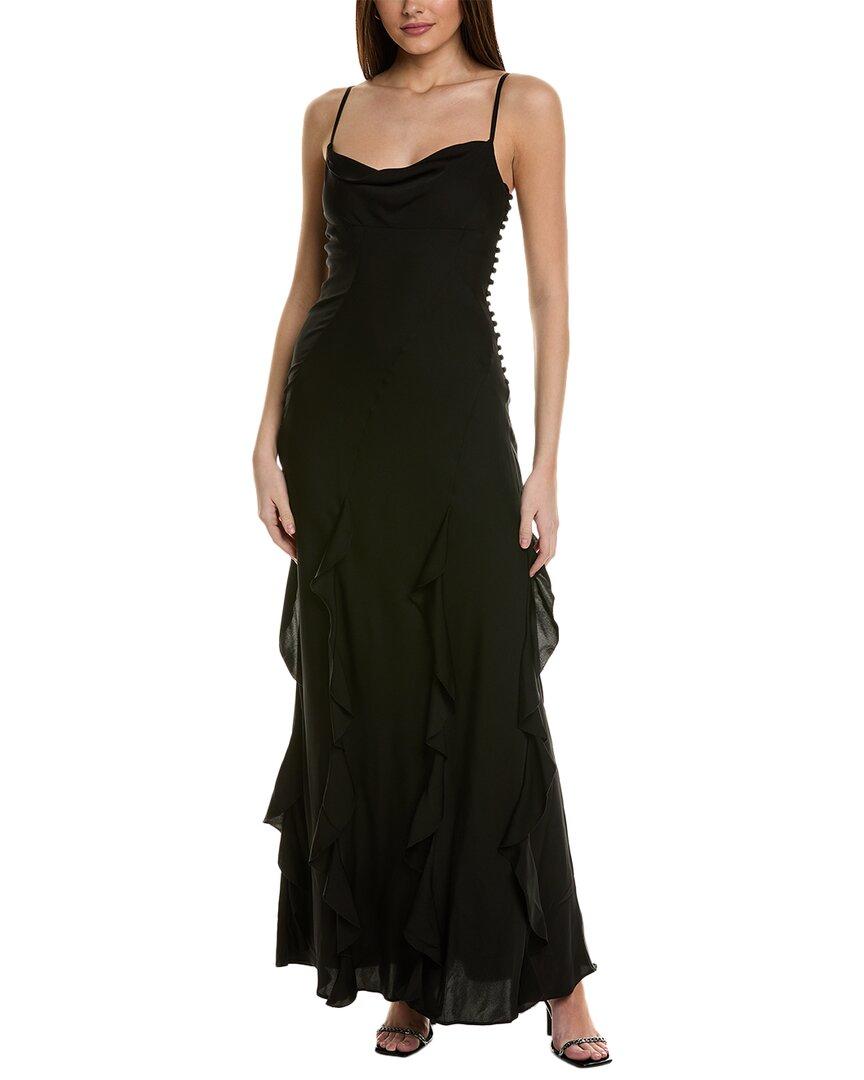 Nicholas Kamila Ruffle Cowl Silk-blend Gown in Black | Lyst