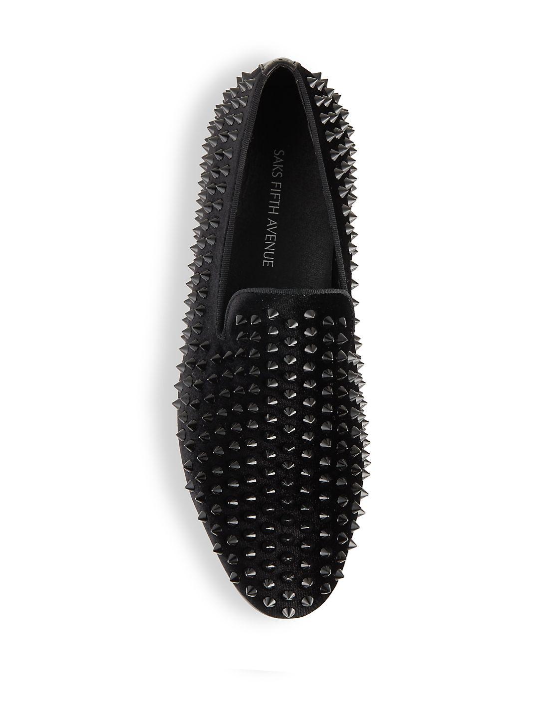 Saks Fifth Avenue Synthetic Studded Tonal Slipper in Black for Men - Lyst