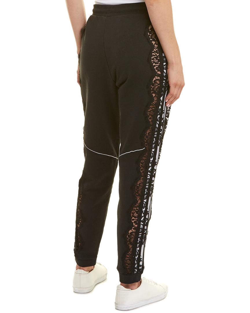 Stella McCartney Cotton Adidas 3-stripe Lace Pant in Black | Lyst
