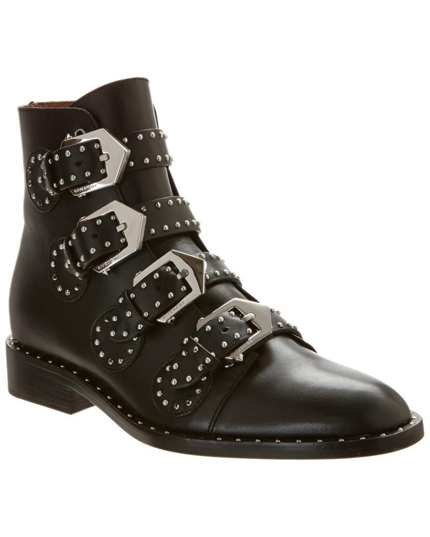 Givenchy Black Leather Studded Buckle Detail Ankle Boots Size 38 - Save ...