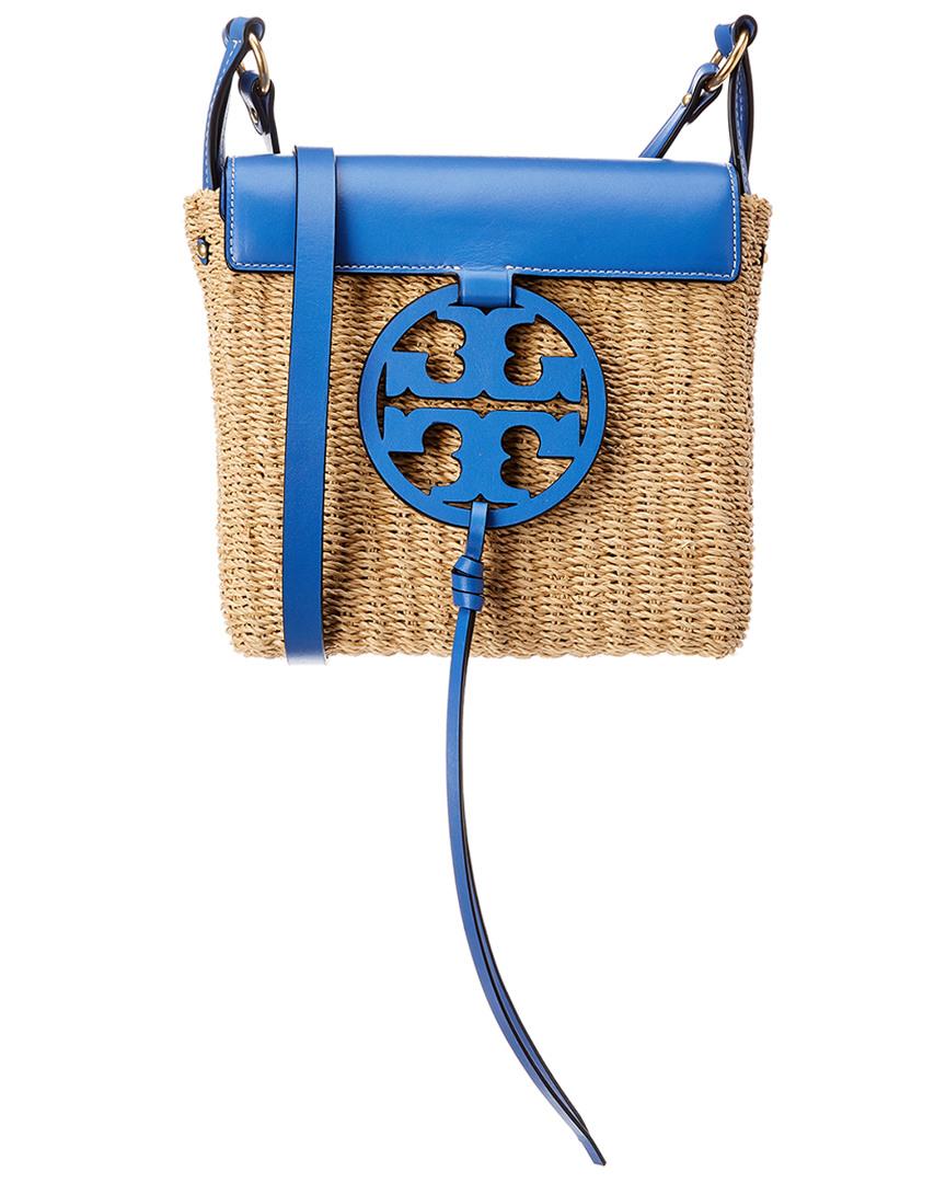Tory Burch Miller Stripe Straw Crossbody Bag