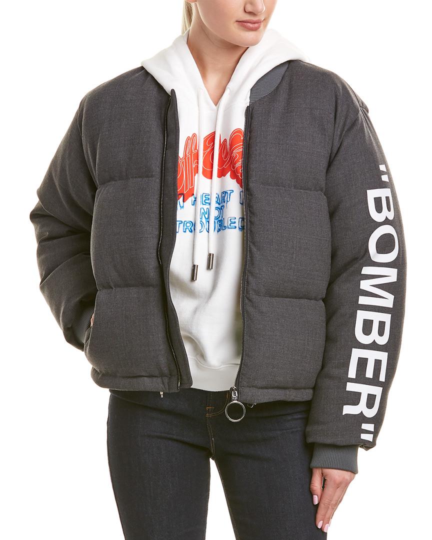 grey and white bomber jacket