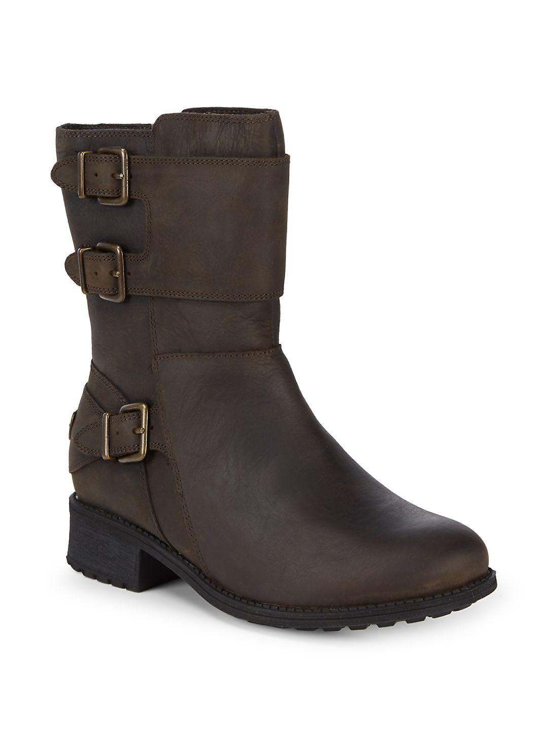 UGG Wilcox Leather Moto Boots in Brown Lyst