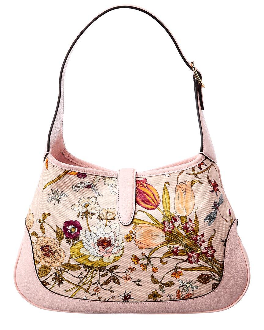 Gucci Pink Floral Canvas Jackie Flora Hobo Bag | Lyst