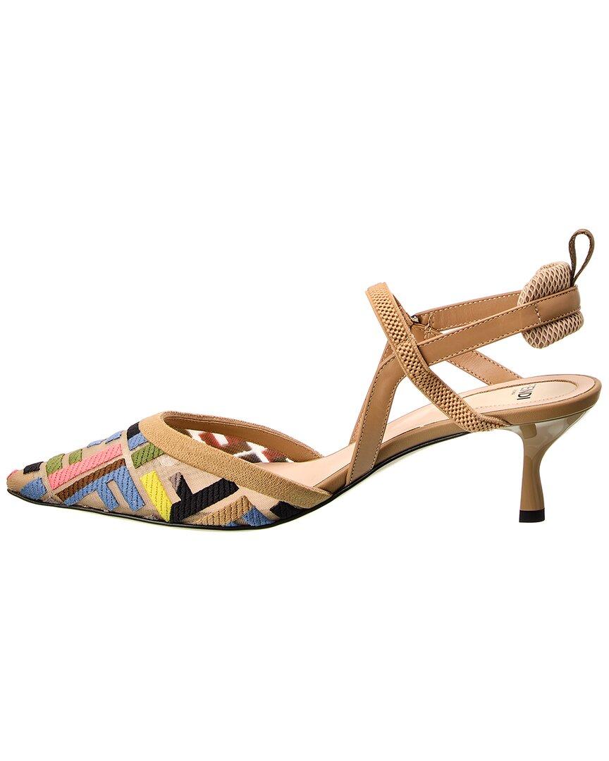 サンダル・ミュール Fendi Slingback Flat Colibri Lite In Mesh With Embroidery Ff Fendi Colibri FF Logo Slingback Flats | Saks Fifth Avenue