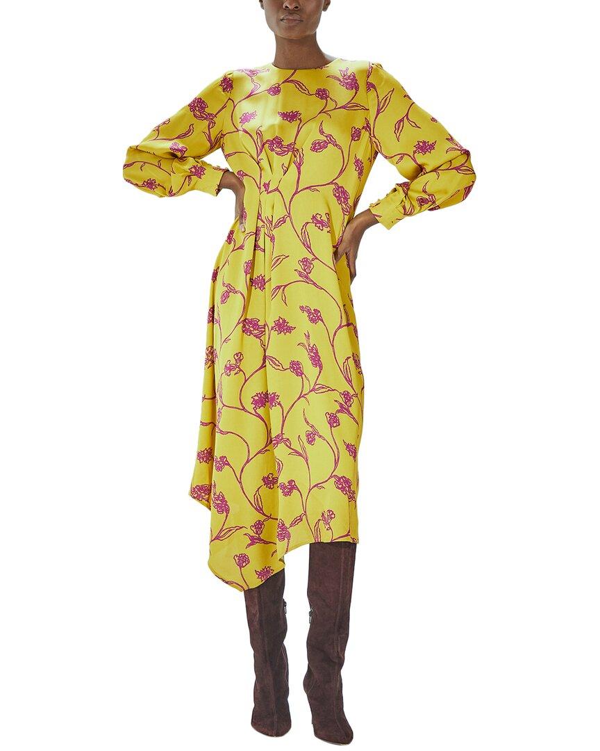 LK Bennett Henrietta Silk Dress in Yellow Lyst