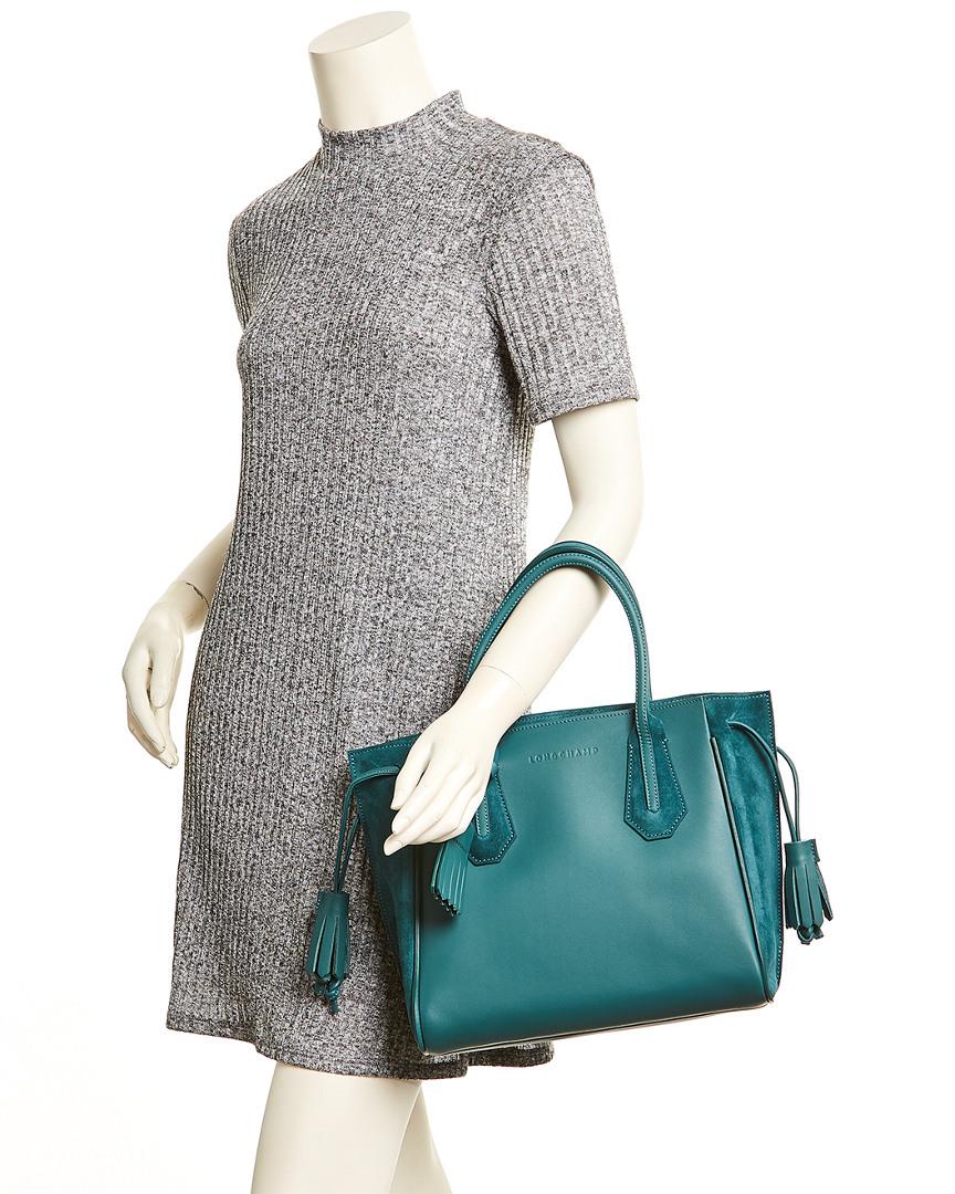 Longchamp Penelope Small Leather Shopper Tote in Green | Lyst