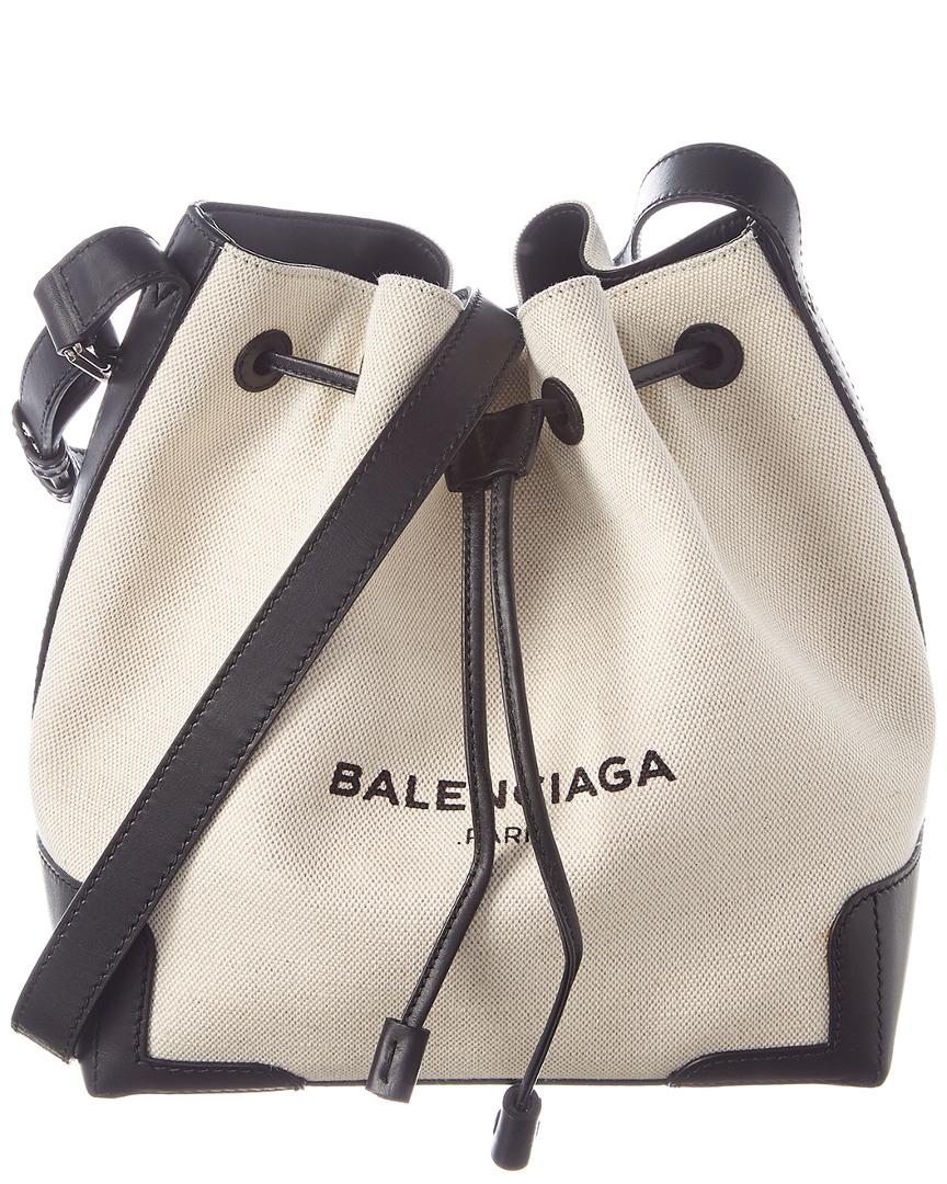 balenciaga canvas and leather bucket bag
