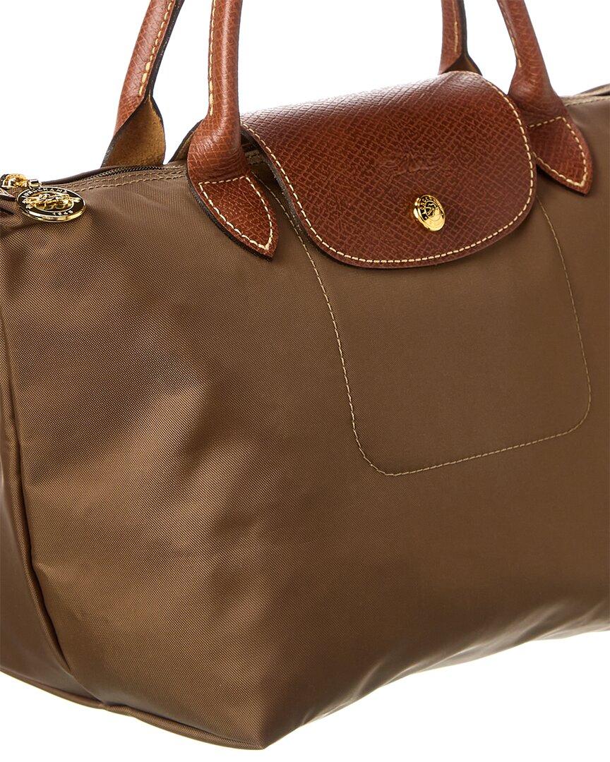 Longchamp Le Pliage Small Nylon Short Handle Tote in Brown | Lyst