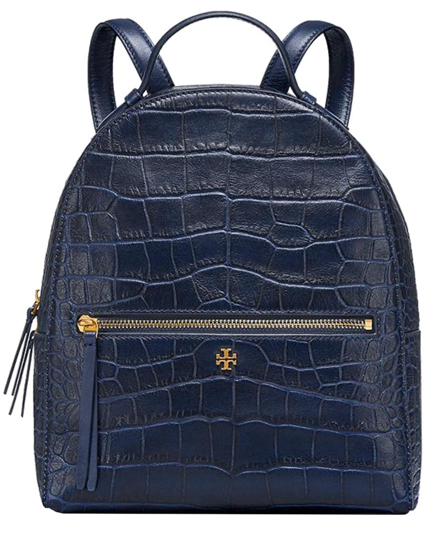 navy leather backpack handbag