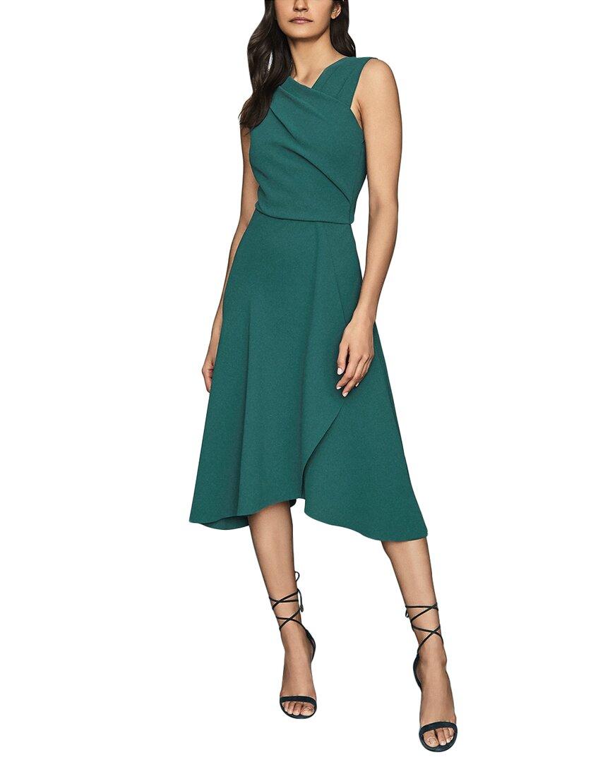 Reiss Synthetic Marling Wrap Front Midi D Dress in Teal (Green) | Lyst