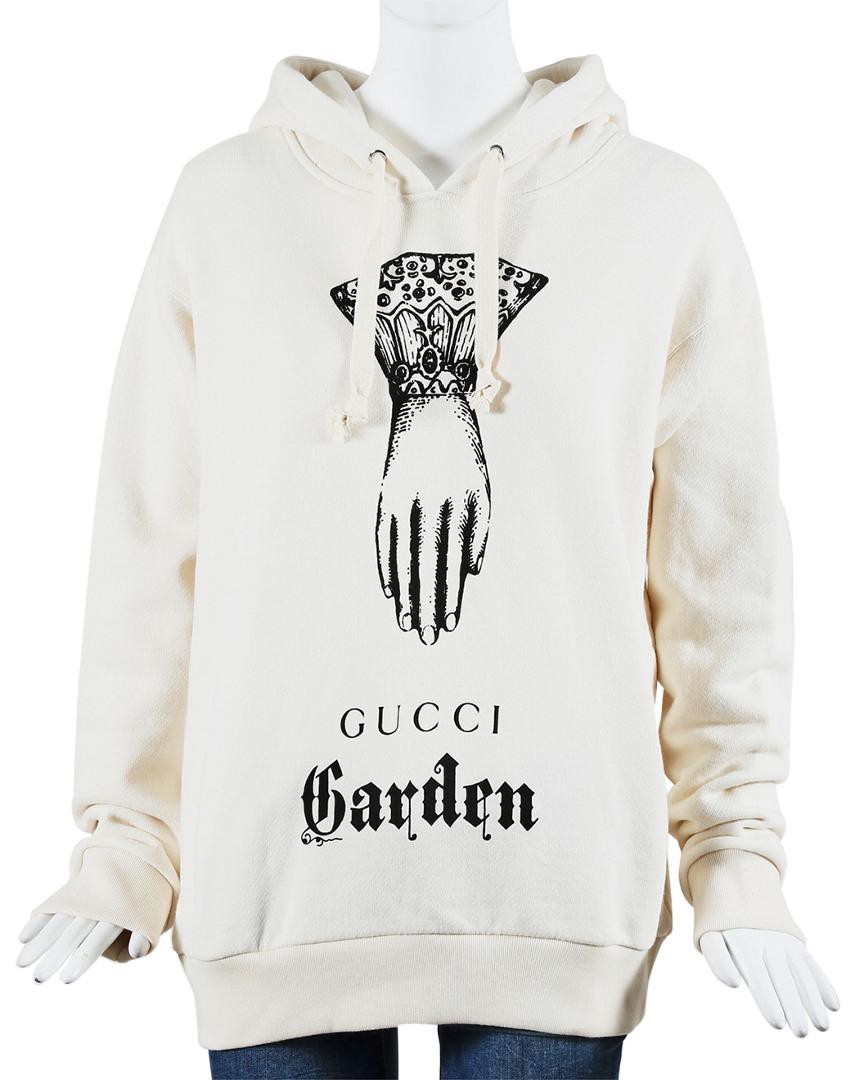 Gucci Garden Cotton Hoodie, Size S in White | Lyst