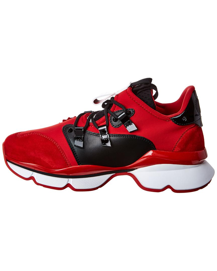 Christian Louboutin Neoprene Red Runner Suede & Patent Sneaker for 
