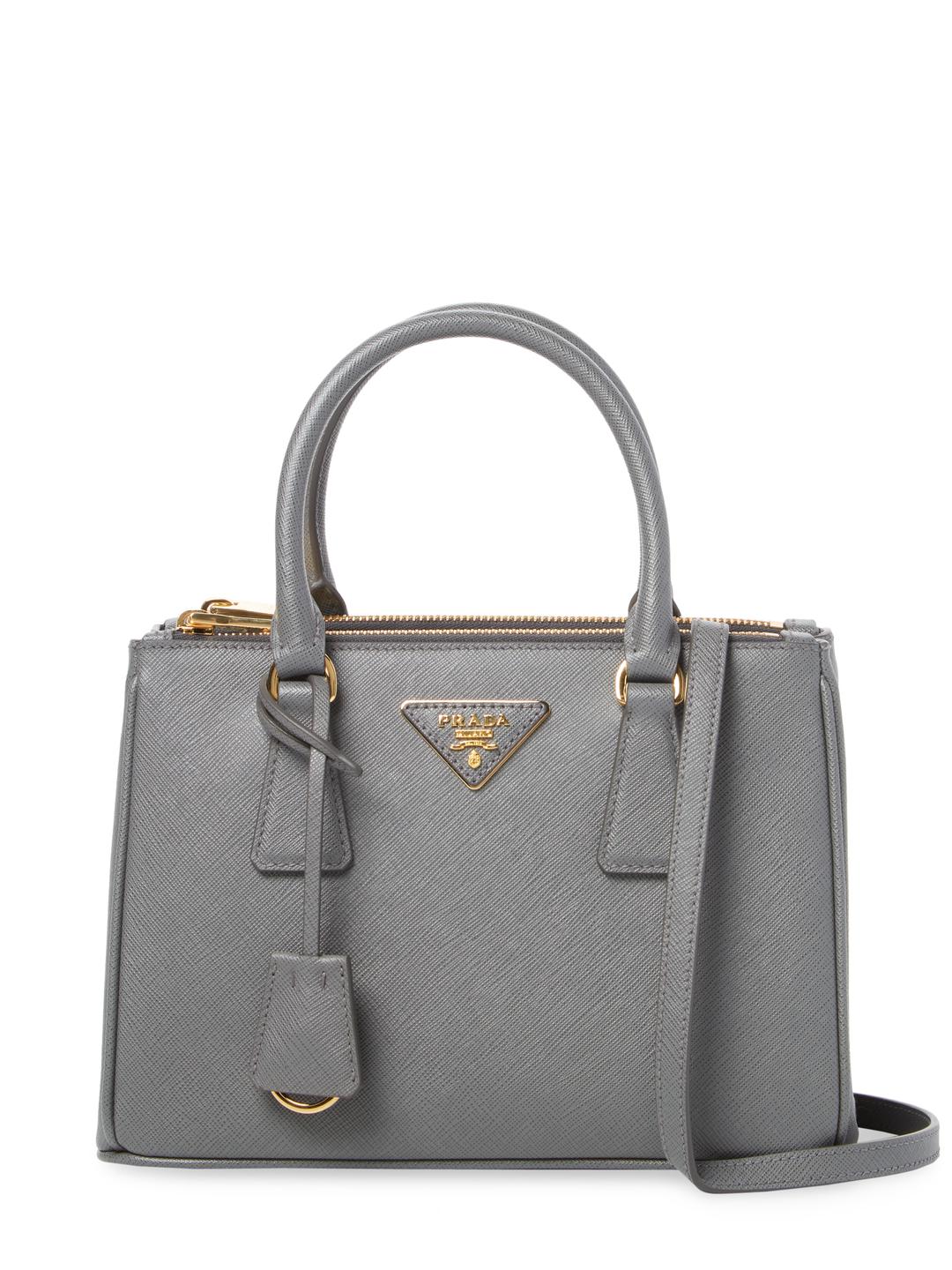 Prada Galleria Double Zip Small Saffiano Leather Tote in Grey (Grey) | Lyst  Canada