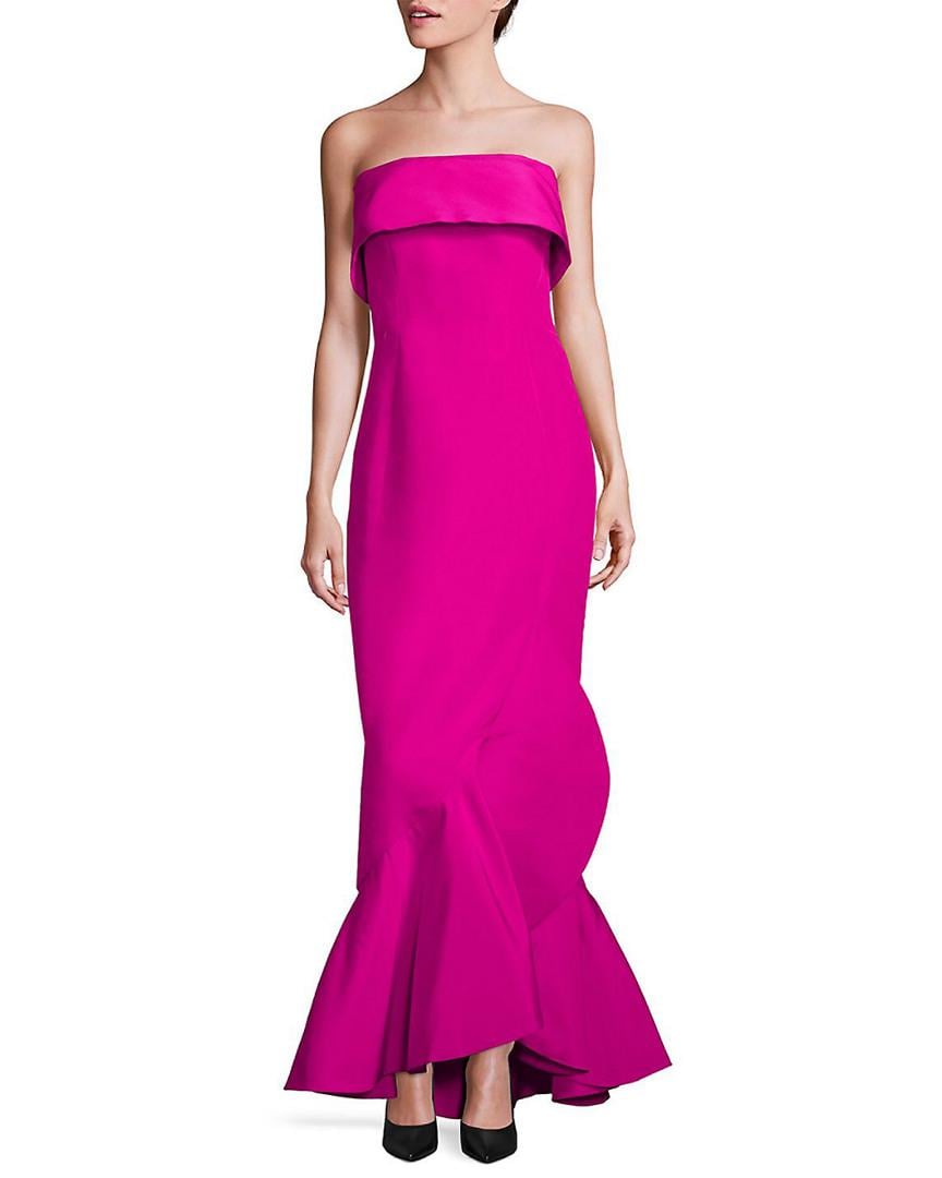 Oscar de la Renta Ruffle Silk Hem Gown in Hot Pink (Pink) - Lyst