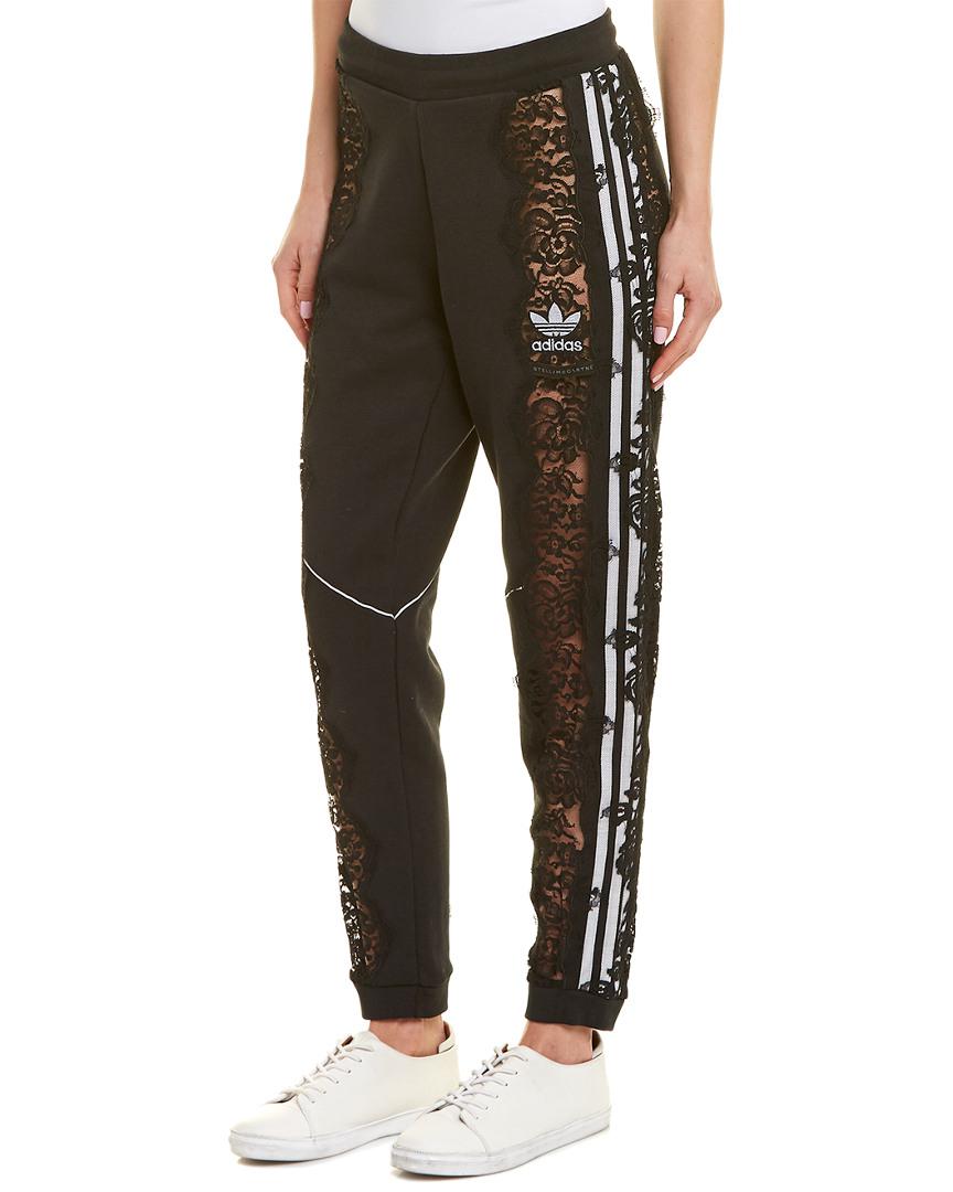 Stella McCartney Cotton Adidas 3-stripe Lace Pant in Black | Lyst