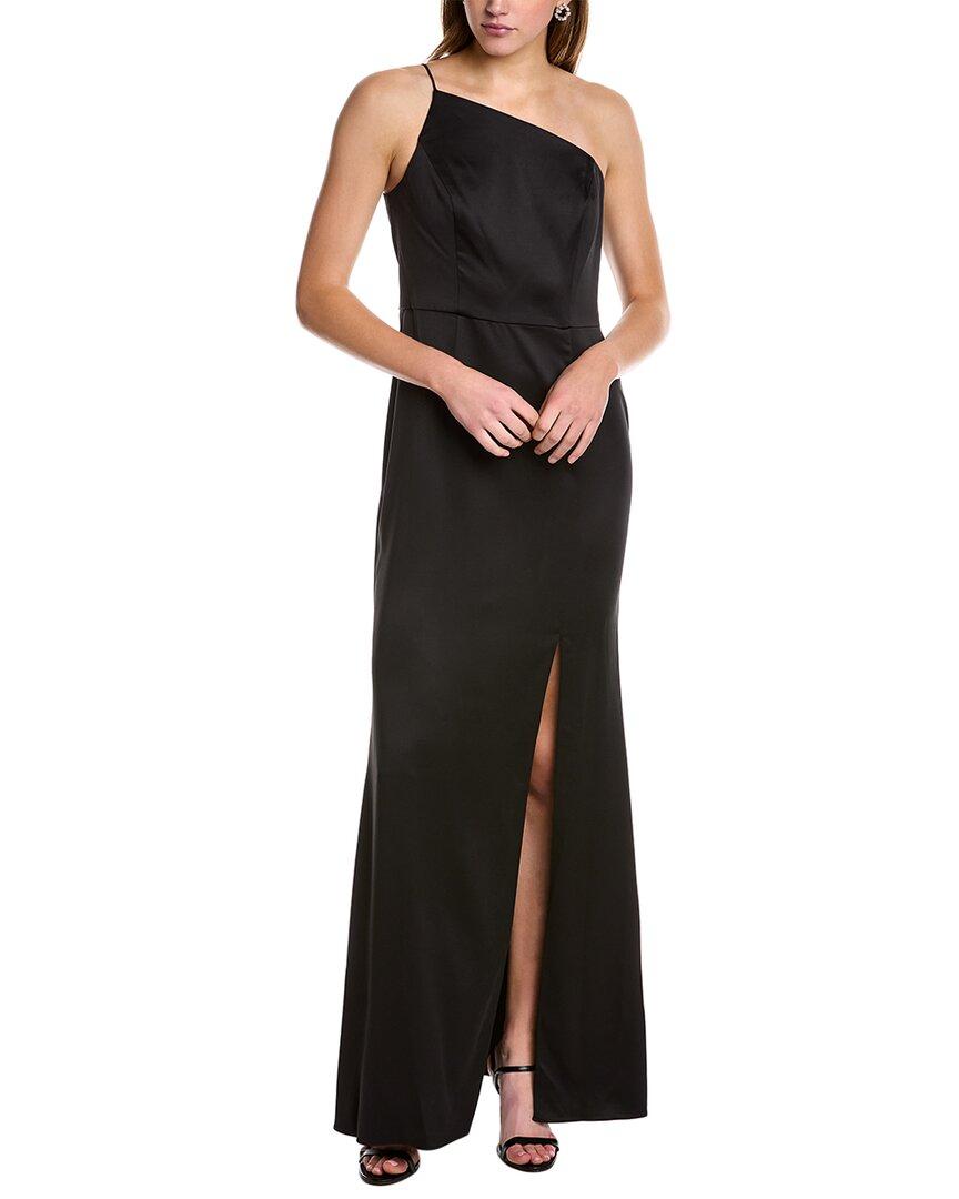 Adrianna Papell Satin Maxi Dress in Black | Lyst