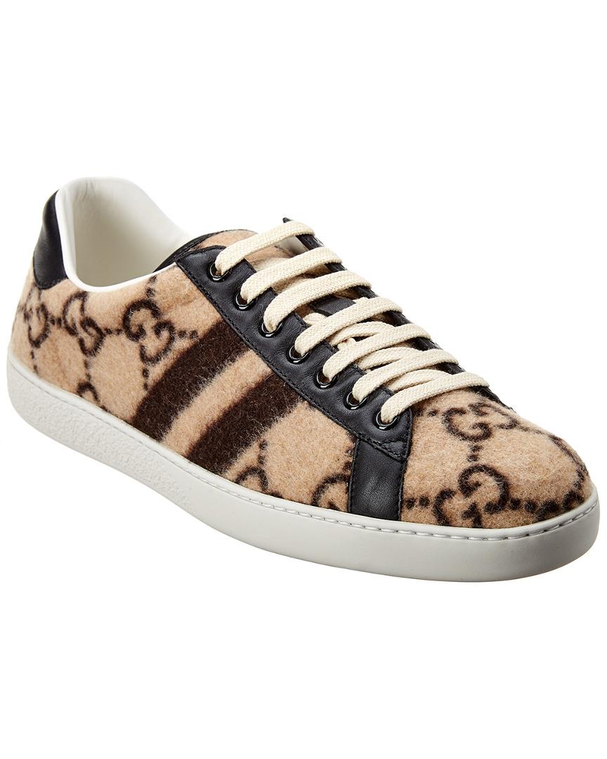 Gucci Ace GG Wool Sneaker in Brown for 