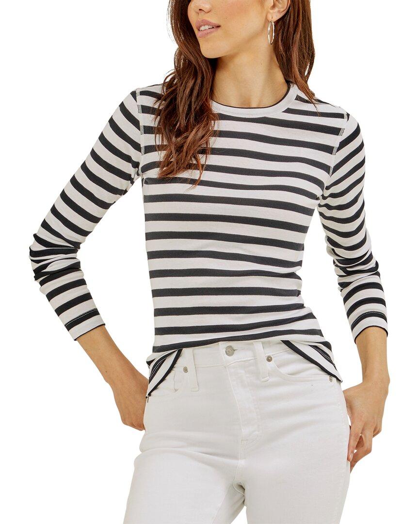 Three Dots Stripe T-shirt in Gray | Lyst