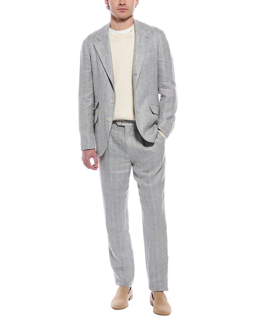 Brunello Cucinelli 2Pc Linen & Wool-Blend Suit in Gray for