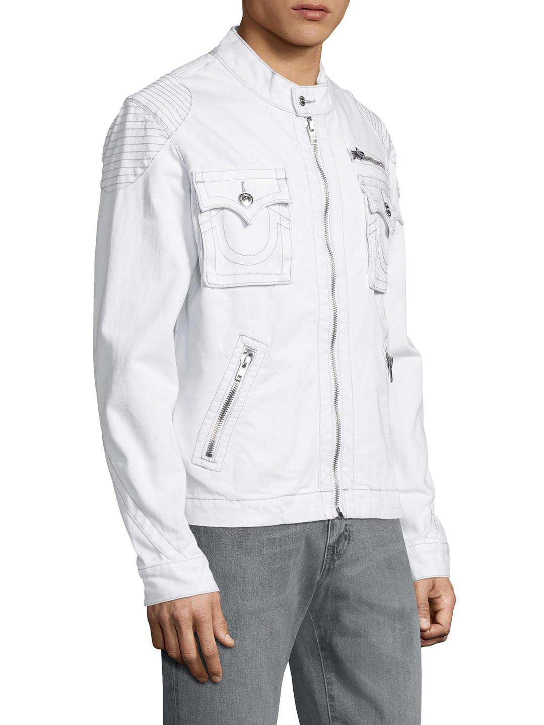 True Religion Motorcycle Cotton Jacket in White for Men - Lyst