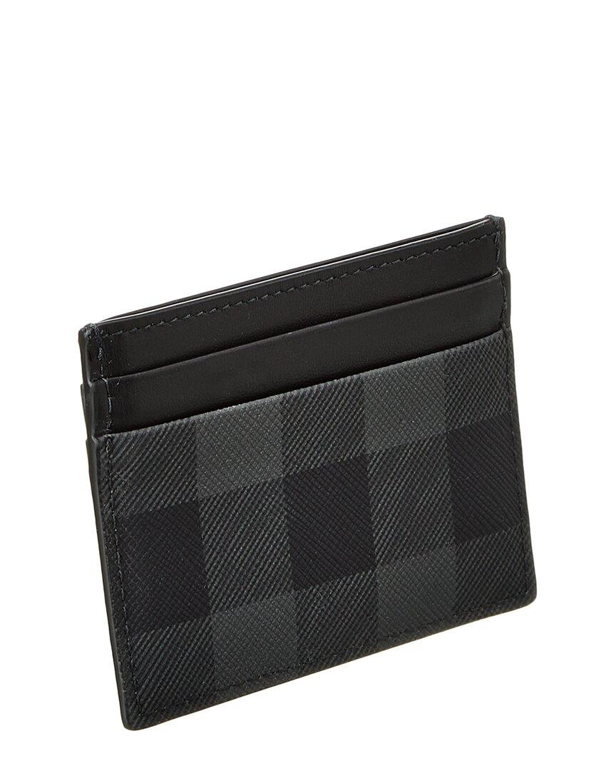 BURBERRY Leather-Trimmed Checked E-Canvas Cardholder with Lanyard for Men