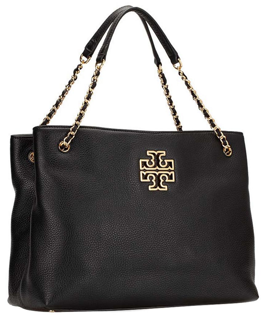 Tory Burch Britten Triple Compartment Leather Tote in Black - Lyst