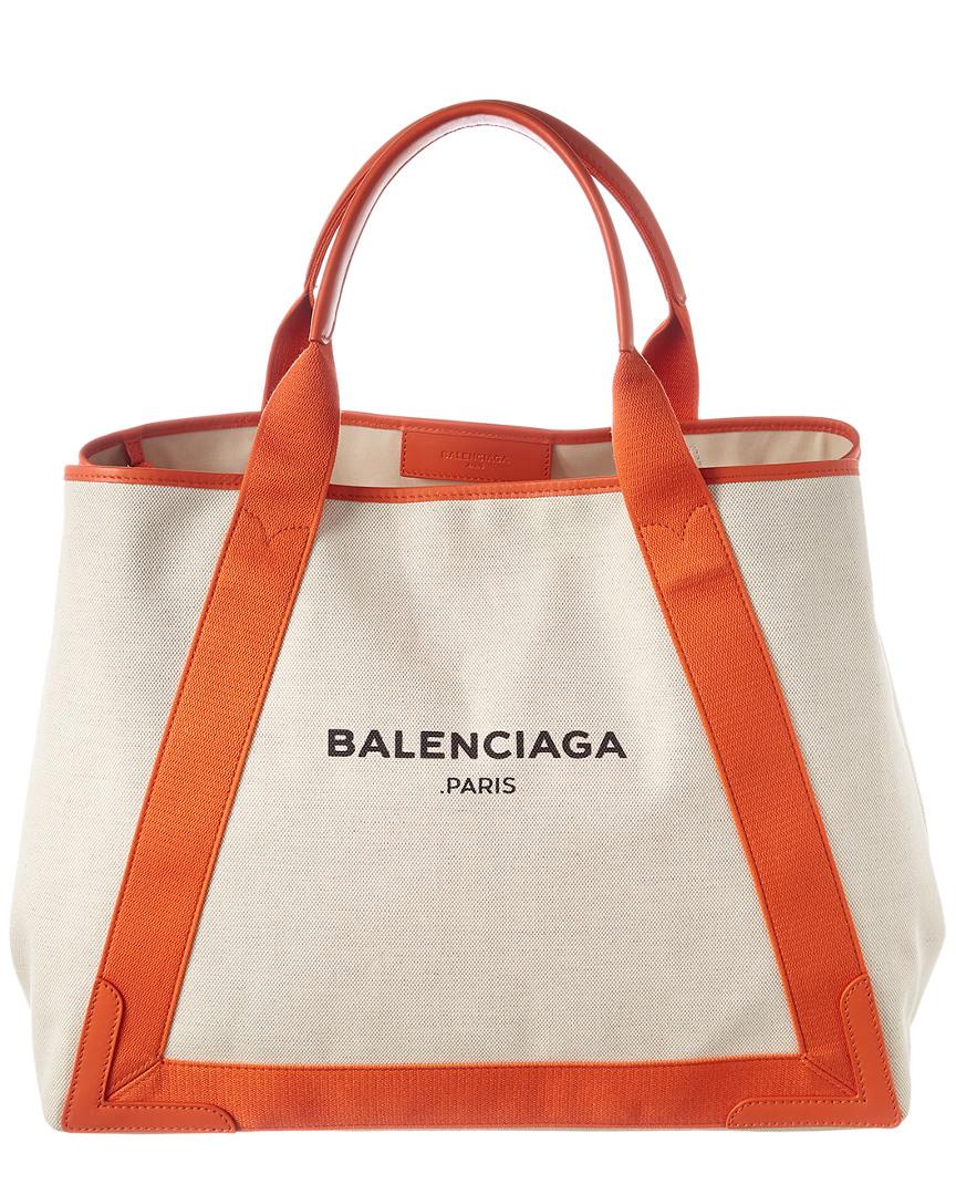 Balenciaga Logo Print Medium Cabas Canvas Tote in Orange - Lyst