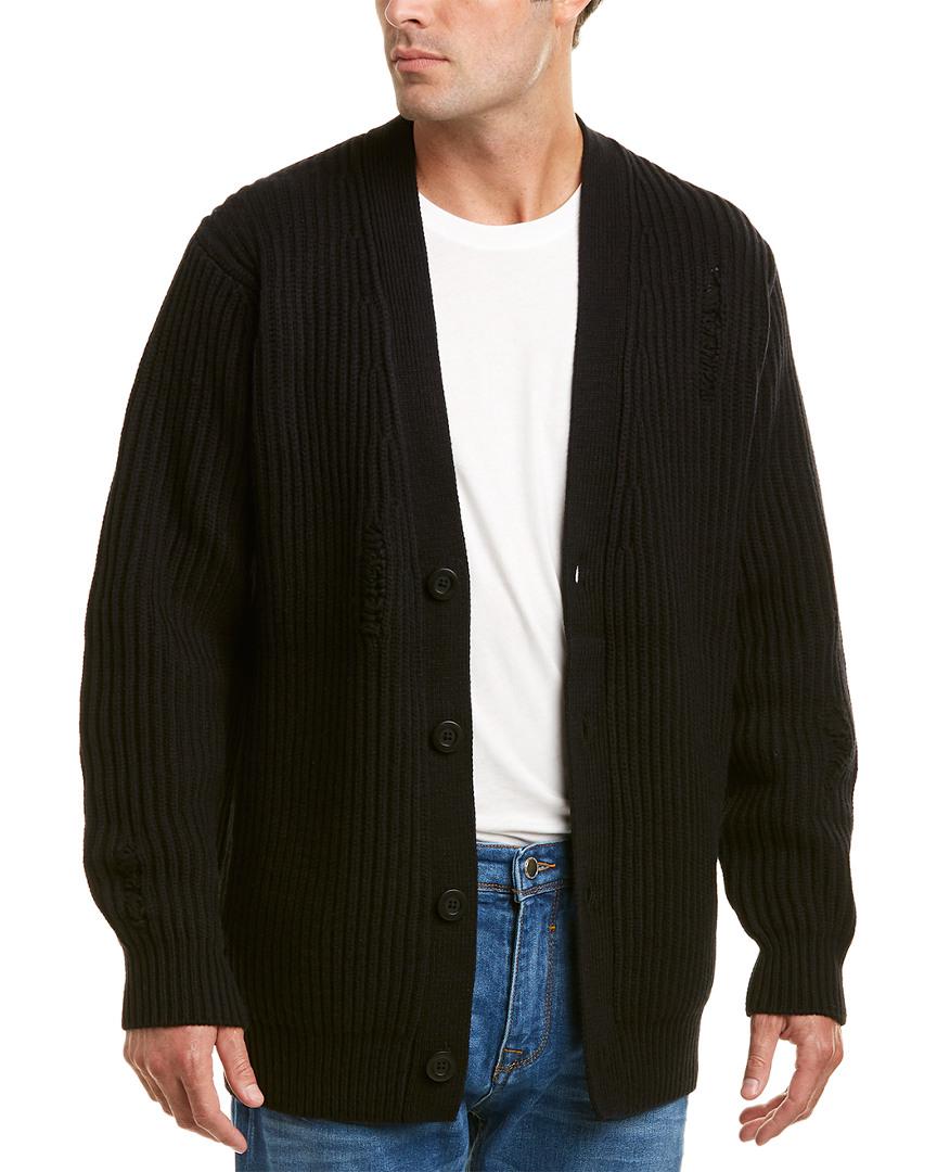 black ribbed cardigan sweater