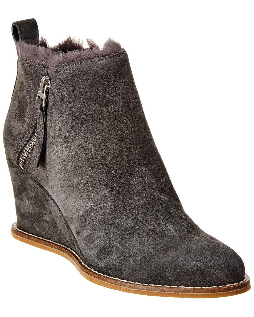 grey suede wedge booties