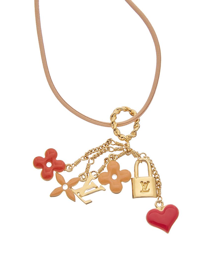 Louis Vuitton Necklace Sweet Heart Monogram Gold LV Logo Flower