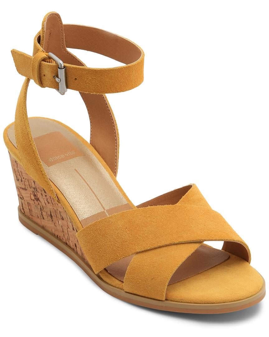 Dolce Vita Leni Suede Wedge Sandal in Yellow - Lyst