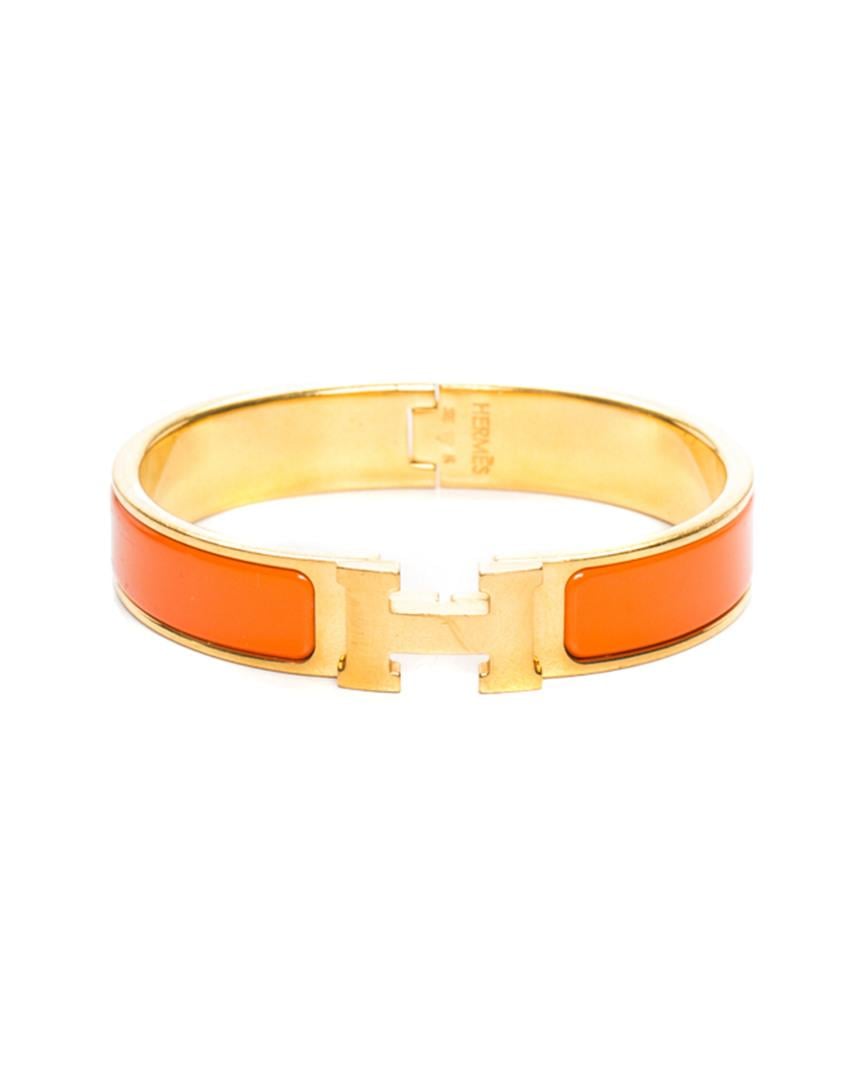 Hermes Clic-Clac H Cream Enamel Gold Plated Bracelet