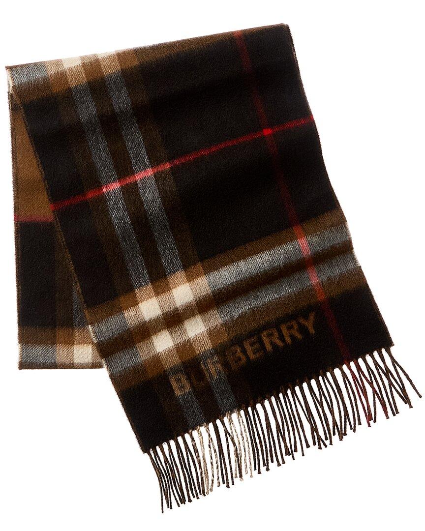 Burberry Contrast Check Cashmere Scarf in Black | Lyst