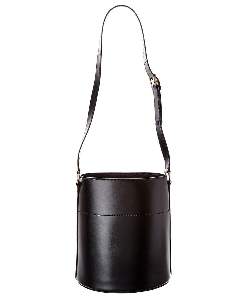 Celine Maillon Triomphe Leather Bucket Bag in Black