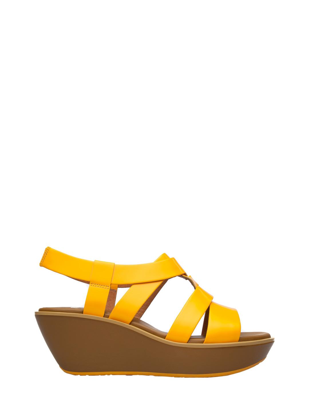 Camper Damas Leather Wedge Sandal in Yellow - Lyst
